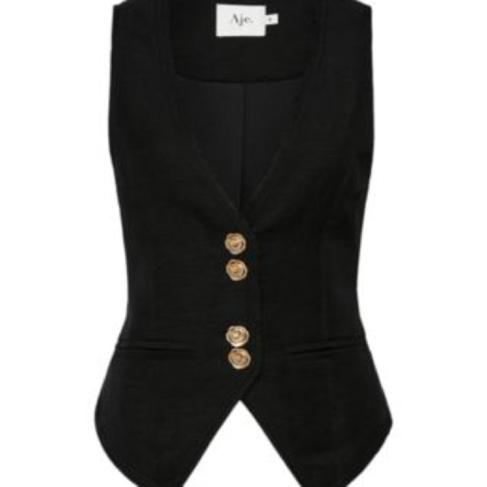 Aje Primrose Black Vest with Gold Buttons - Picture 3 of 4